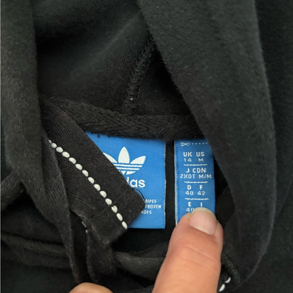 adidas Originals Women’s Black Hoodie with unique sleeves - subtle floral patter - Picture 3 of 4